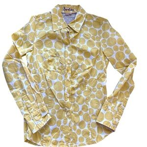 Boden yellow polka dots button up shirt size 2 EUC VS0006
